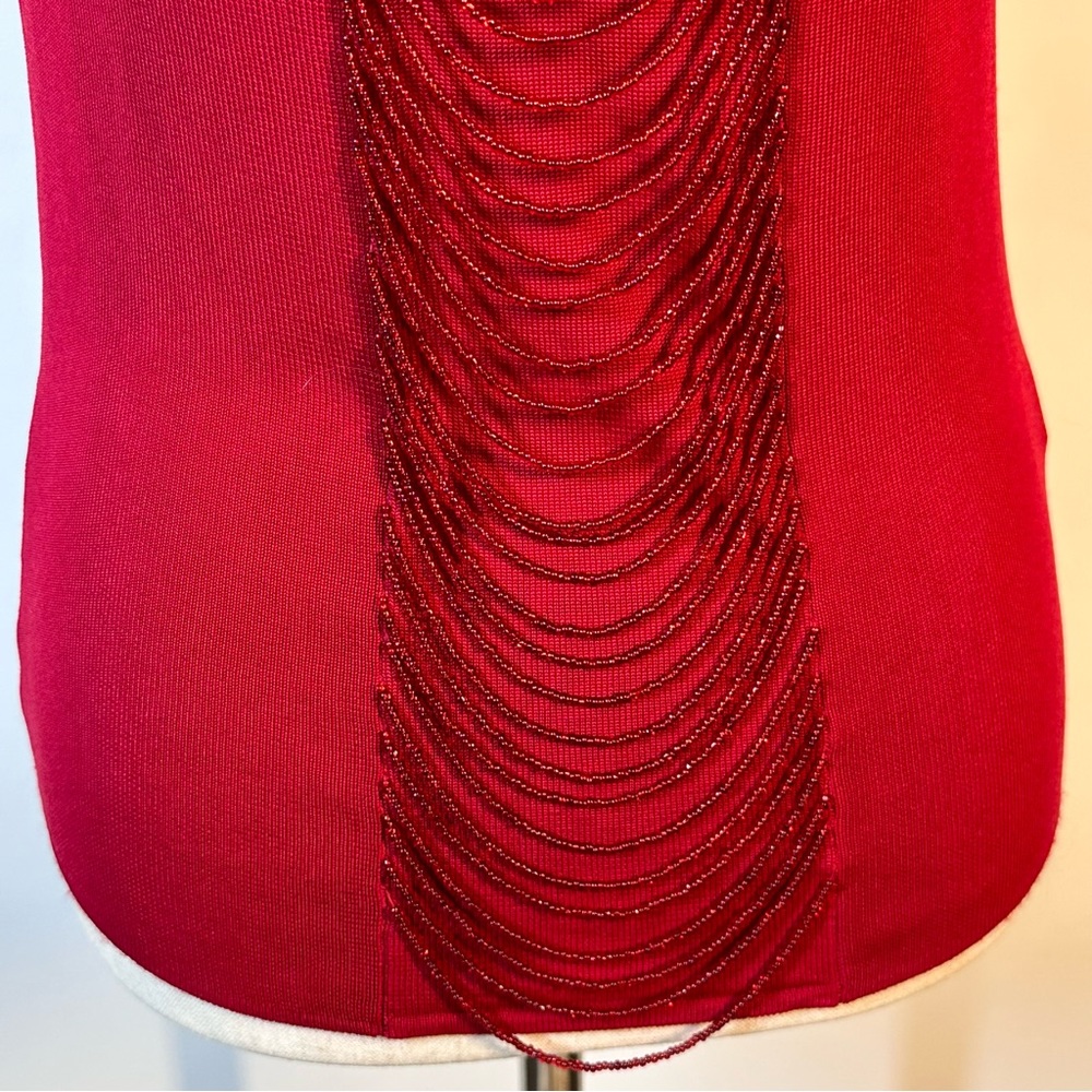 Venini Red Beaded Draped Tie Back Sz M - Picture 7 of 12